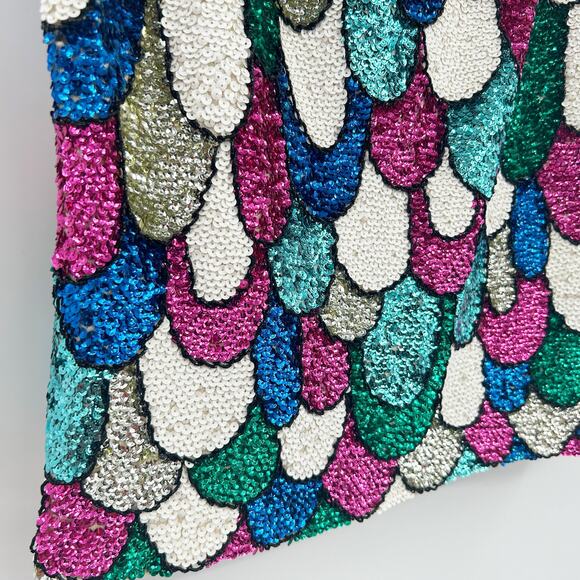 NWT The Broadway Deadstock Vintage 1960s Disco 100% Wool Fish Scale Sequin Top M - Picture 2 of 8